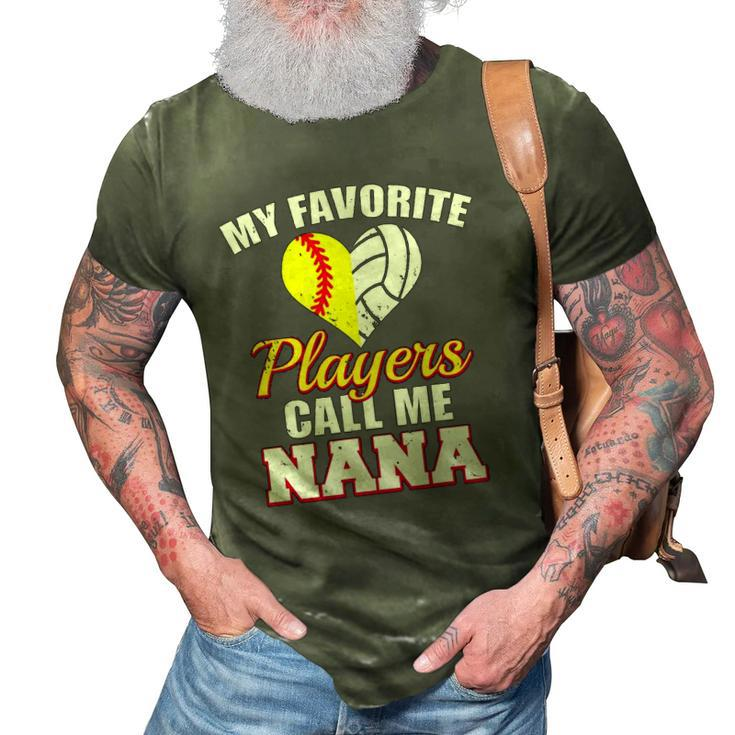 My Favorite Softball Volleyball Players Call Me Nana 3D Print Casual Tshirt
