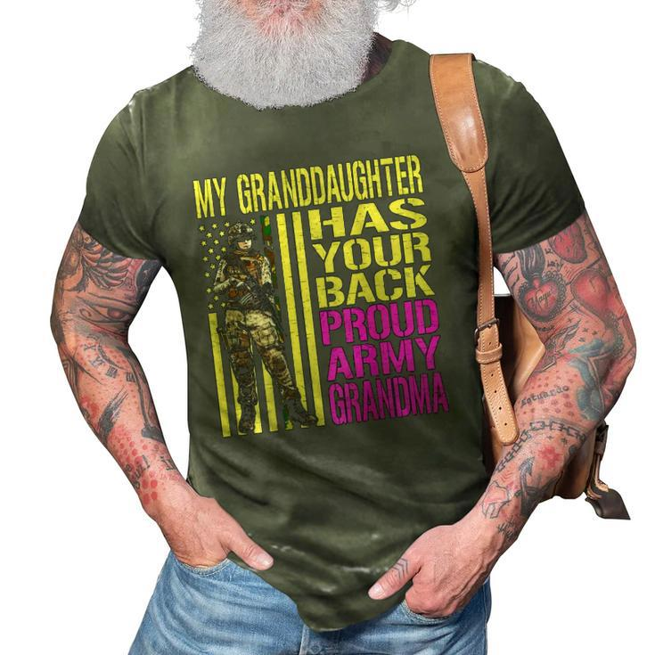 My Granddaughter Has Your Back Proud Army Grandma Military 3D Print Casual Tshirt