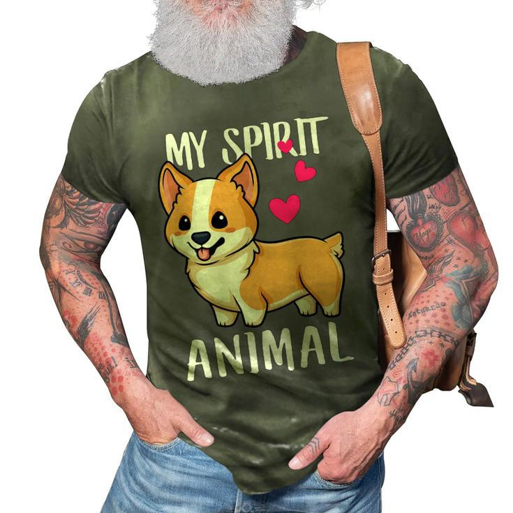 My Spirit Animal Corgi Dog Love-R Dad Mom Boy Girl Funny 3D Print Casual Tshirt