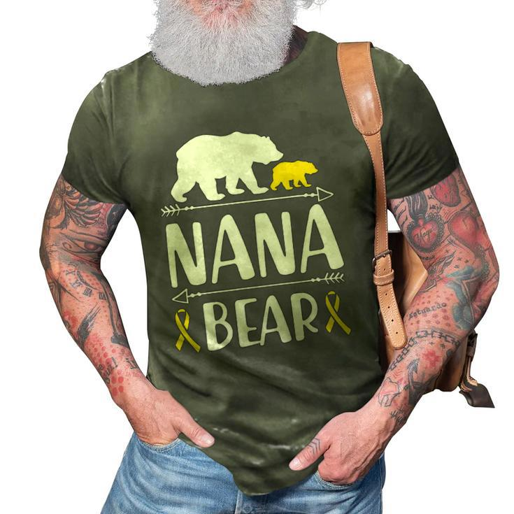 Nana Bear Childhood Cancer Awareness Grandma Of A Warrior 3D Print Casual Tshirt