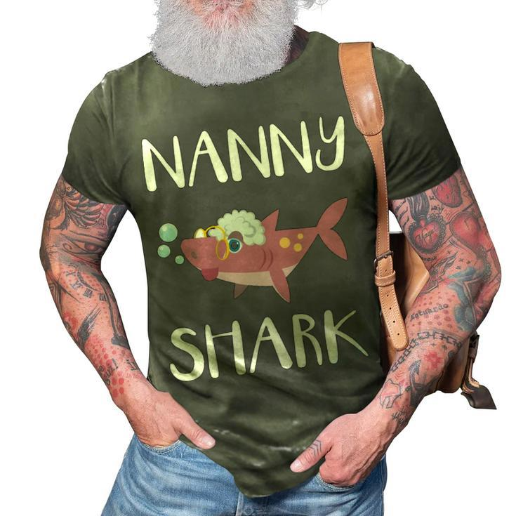 Nanny Grandma Gift   Nanny Shark V2 3D Print Casual Tshirt