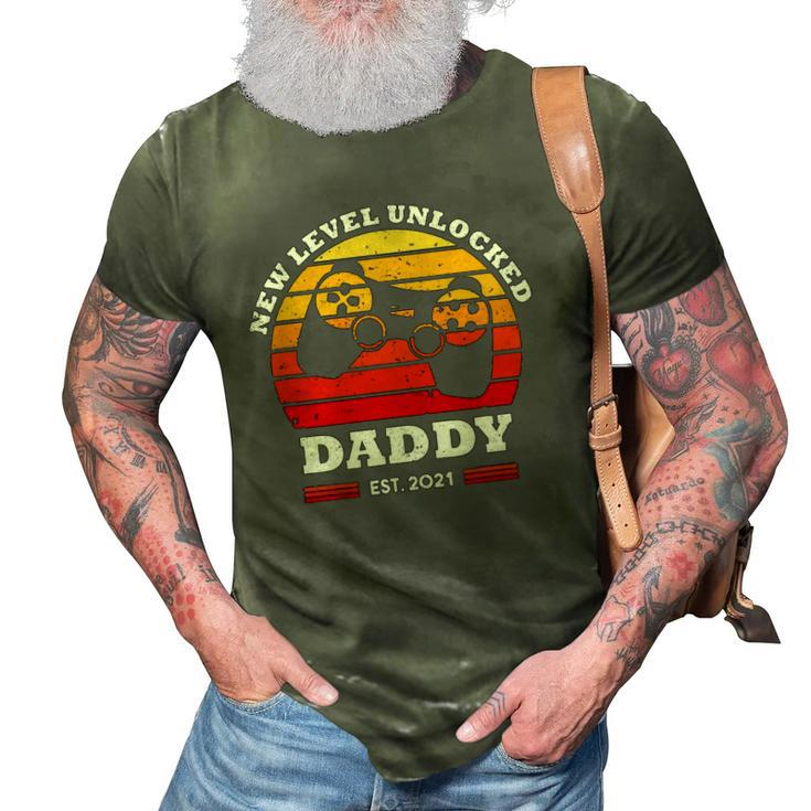 New Level Unlocked Daddy 2021 Up Gonna Be Dad Father Gamer 3D Print Casual Tshirt