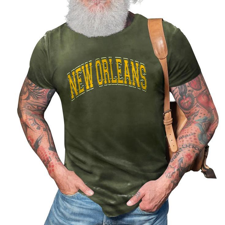 New Orleans Louisiana Varsity Style Amber Text 3D Print Casual Tshirt