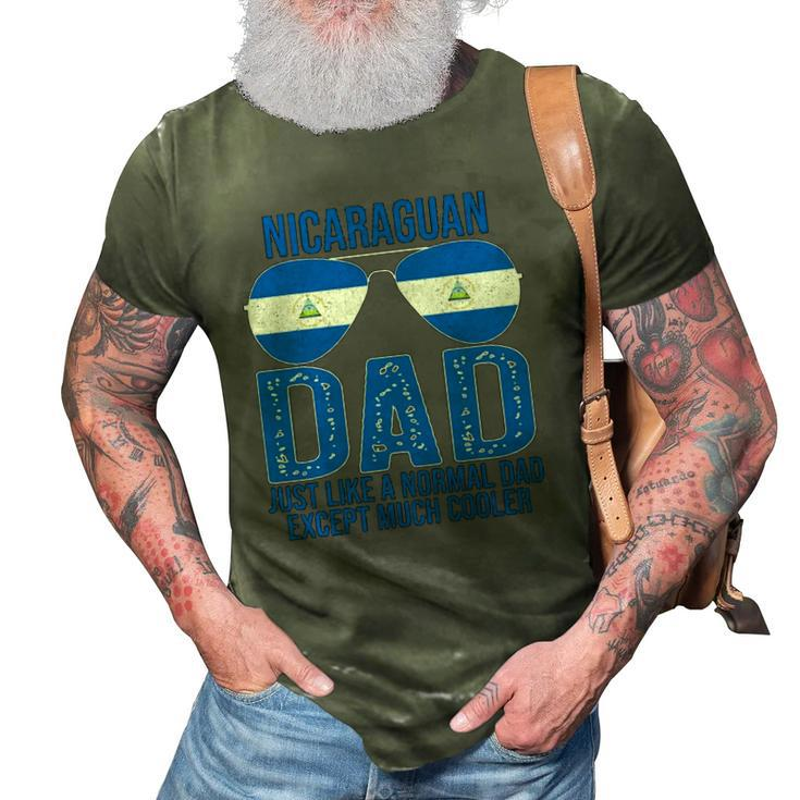 Nicaraguan Dad Nicaragua Flag Sunglasses Fathers Day 3D Print Casual Tshirt