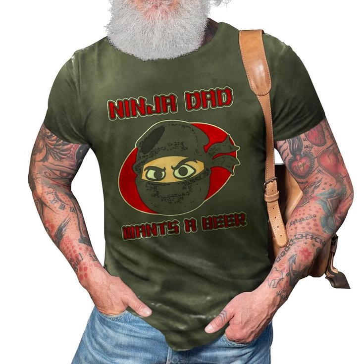 Ninja Family Design For Men - Ninja Dad Wants A Beer 3D Print Casual Tshirt