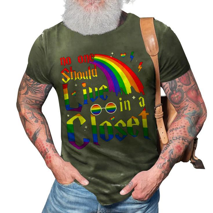 No One Should Live In A Closet Lgbt-Q Gay Pride Proud Ally  3D Print Casual Tshirt