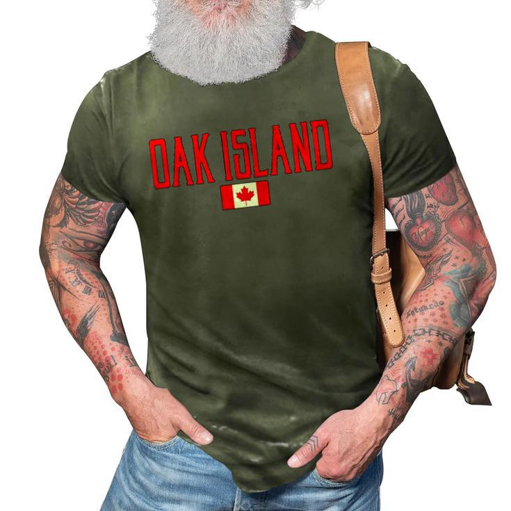 Oak Island Canada Flag Vintage Red Text 3D Print Casual Tshirt