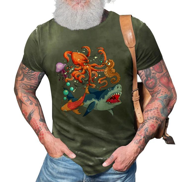 Octopus Jellyfish Seahorse Shark Zookeeper Kids Ocean Animal  3D Print Casual Tshirt