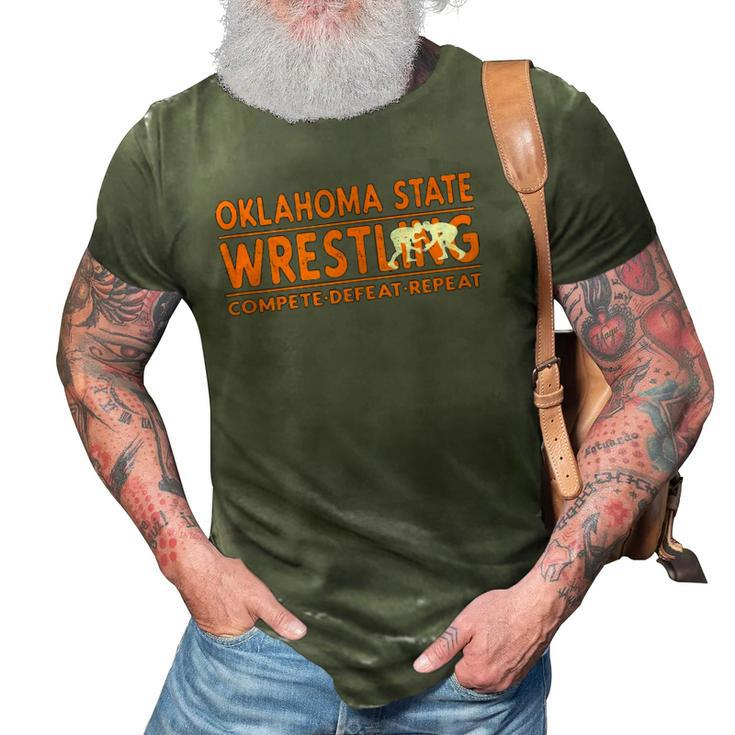 Oklahoma State Wrestling Compete Defeat Repeat  3D Print Casual Tshirt