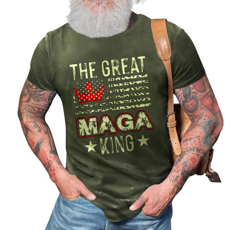 Old The Great Maga King Ultra Maga Retro Us Flag 3D Print Casual Tshirt