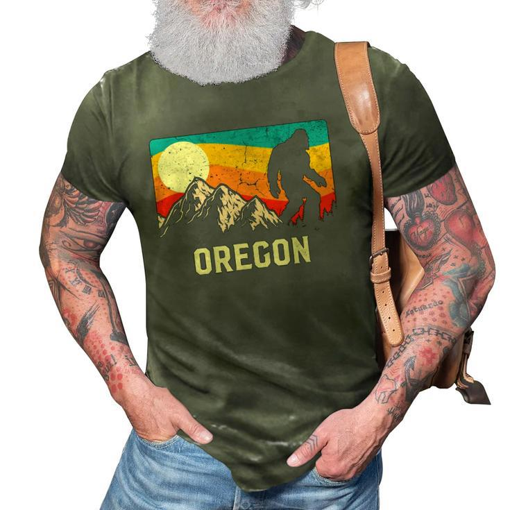 Oregon Bigfoot Sasquatch Mountains Retro Hiking 3D Print Casual Tshirt