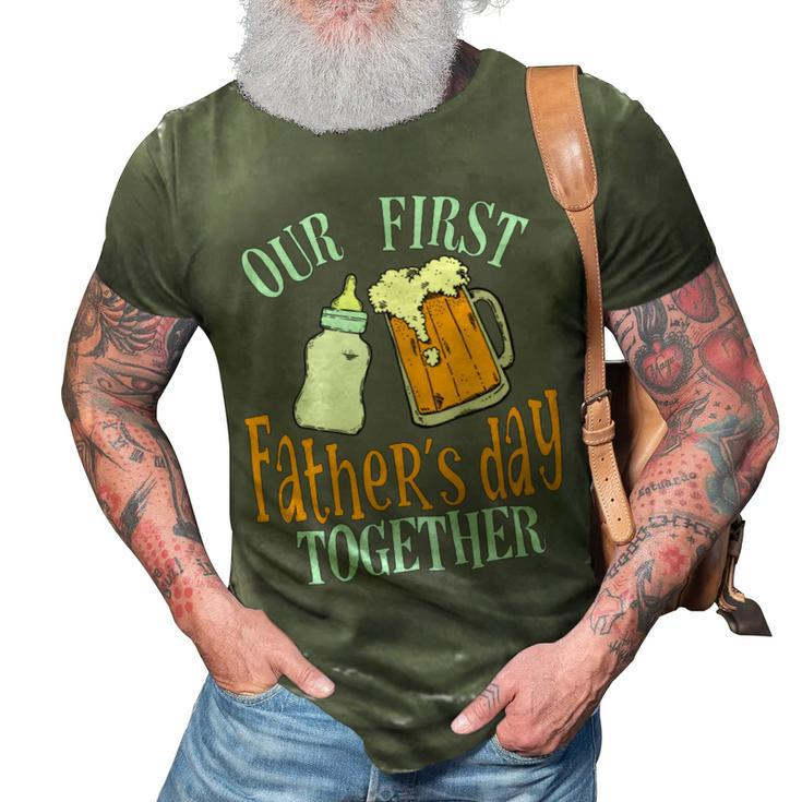 Our First Fathers Day Together First Fathers Day Father Son Daughter Matching 3D Print Casual Tshirt