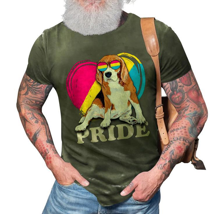 Pansexual Beagle Rainbow Heart Pride Lgbt Dog Lover 56 Beagle Dog 3D Print Casual Tshirt
