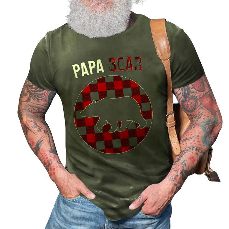 Papa Bear Red Plaid Matching Family Christmas Pajamas 3D Print Casual Tshirt