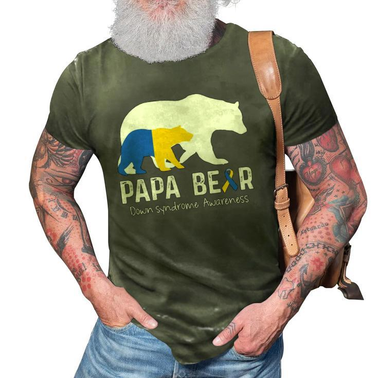 Papa Bear Support Down Syndrome Awareness Fathers Day 3D Print Casual Tshirt
