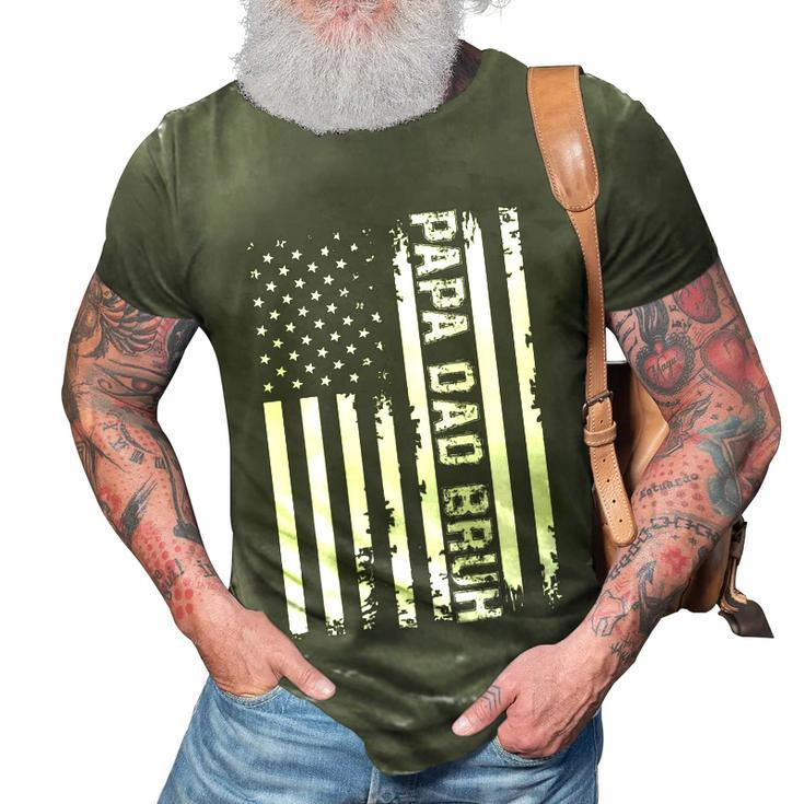 Papa Dad Bruh Fathers Day 4Th Of July Us Vintage Gift 2022   3D Print Casual Tshirt