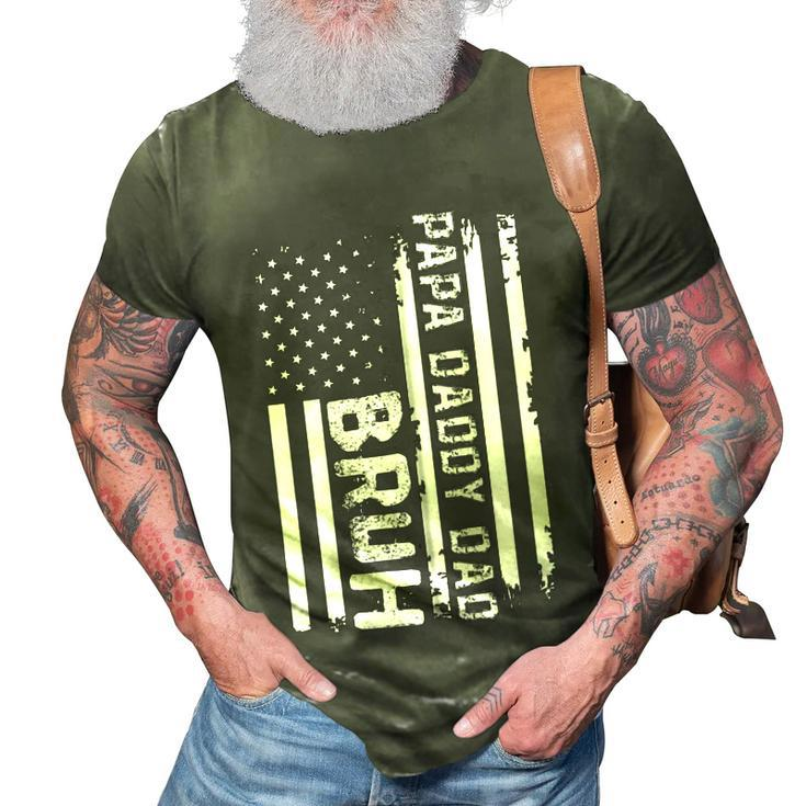 Papa Daddy Dad Bruh Fathers Day 4Th Of July Usa Vintage 2022 Zip  3D Print Casual Tshirt
