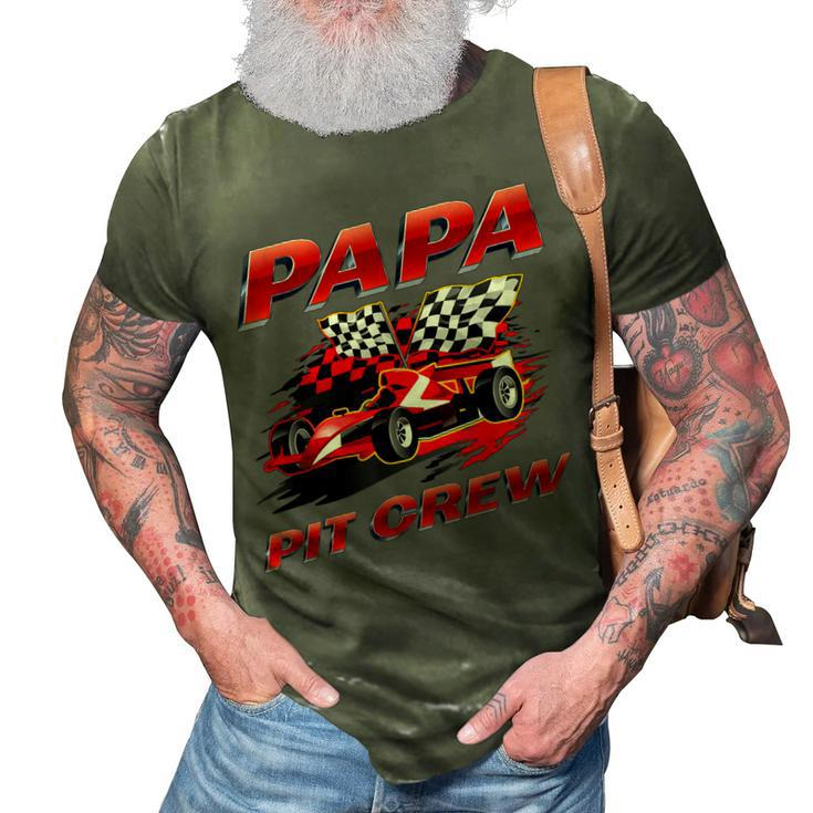 Papa Pit Crew Race Car Birthday Party Racing Family  3D Print Casual Tshirt
