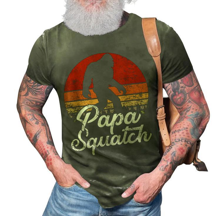 Papa Squatch Dad Bigfoot Sasquatch Vintage Retro Fathers Day  3D Print Casual Tshirt