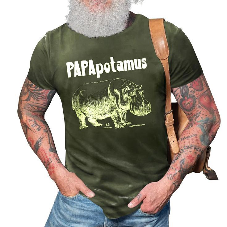 Papapotamus Father Hippo Dad Fathers Day Papa Hippopotamus  3D Print Casual Tshirt