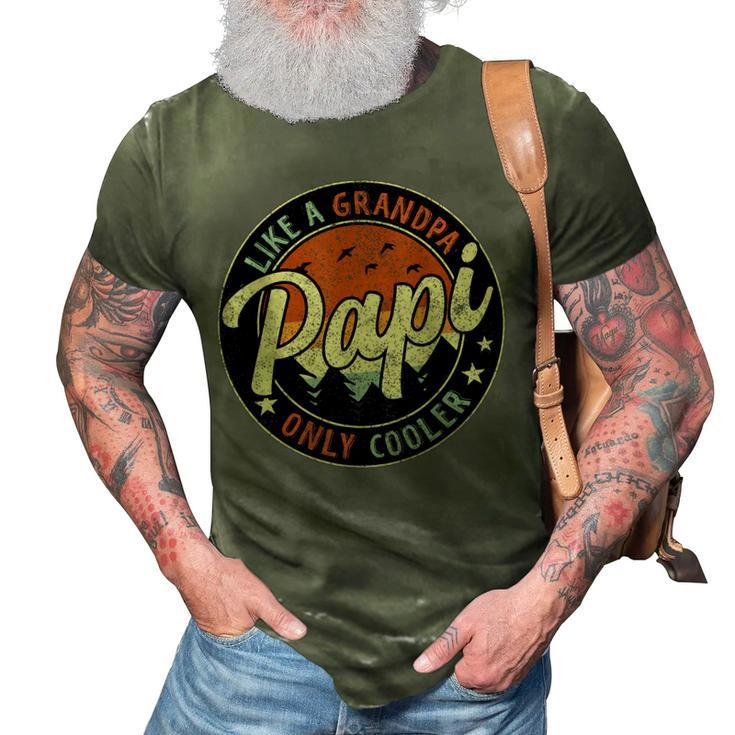 Papi Like A Grandpa Only Cooler Vintage Retro Fathers Day  3D Print Casual Tshirt