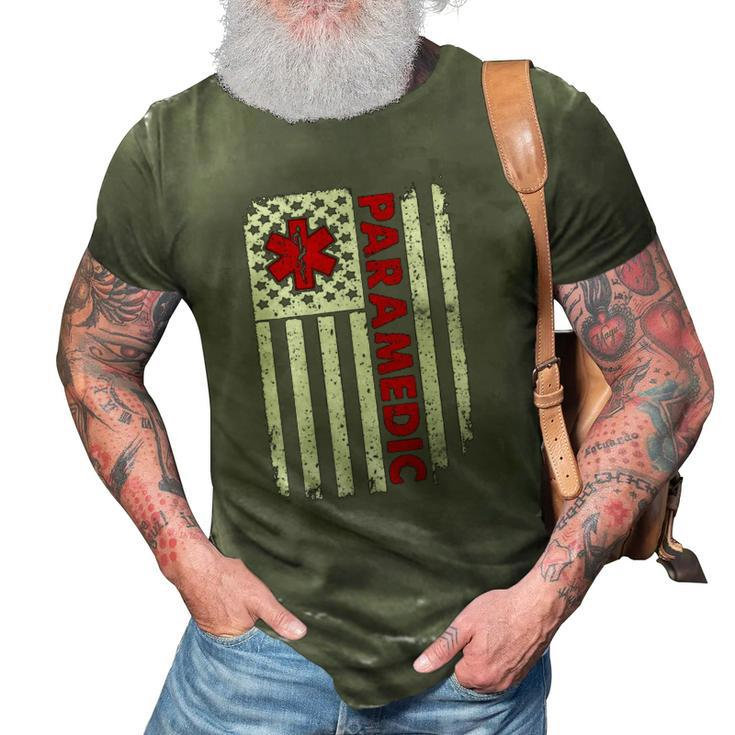 Paramedic Usa America Flag Star Of Life 3D Print Casual Tshirt