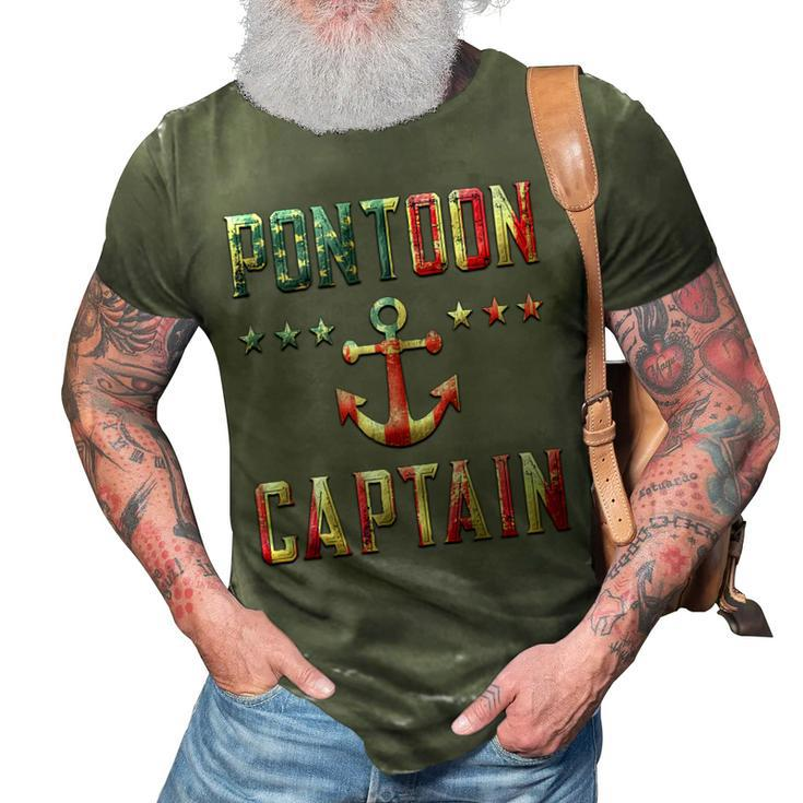 Patriotic Pontoon Captain Vintage Us Flag July 4Th Boating  3D Print Casual Tshirt