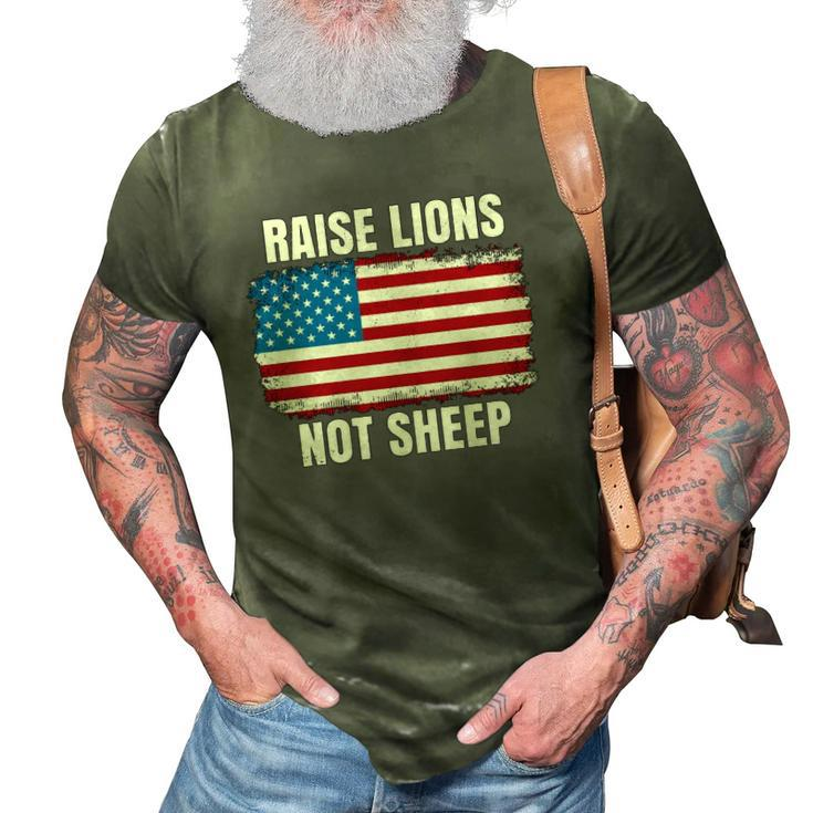 Patriotic Raise Lions Not Sheep Usa American Flag Men Women  3D Print Casual Tshirt