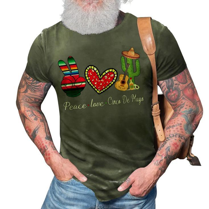 Peace Love Cinco De Mayo Funny 3D Print Casual Tshirt