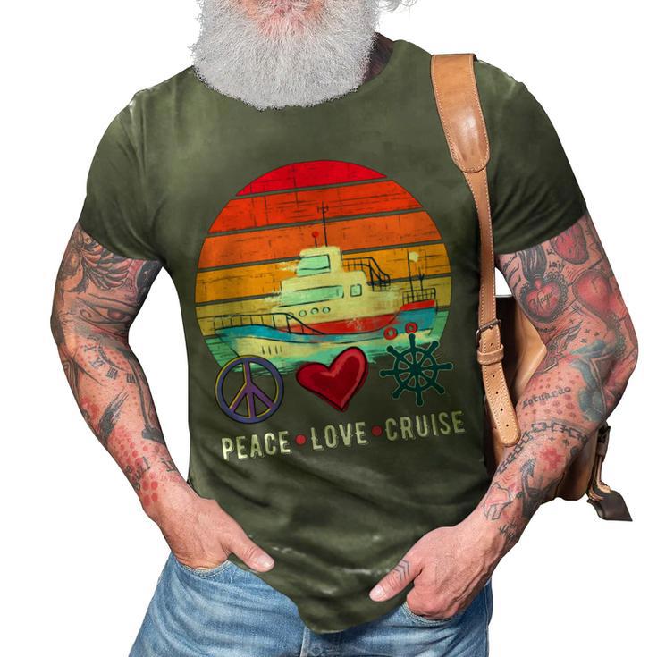 Peace Love Cruising Family Cruise Vacation Matching Gift V2 3D Print Casual Tshirt