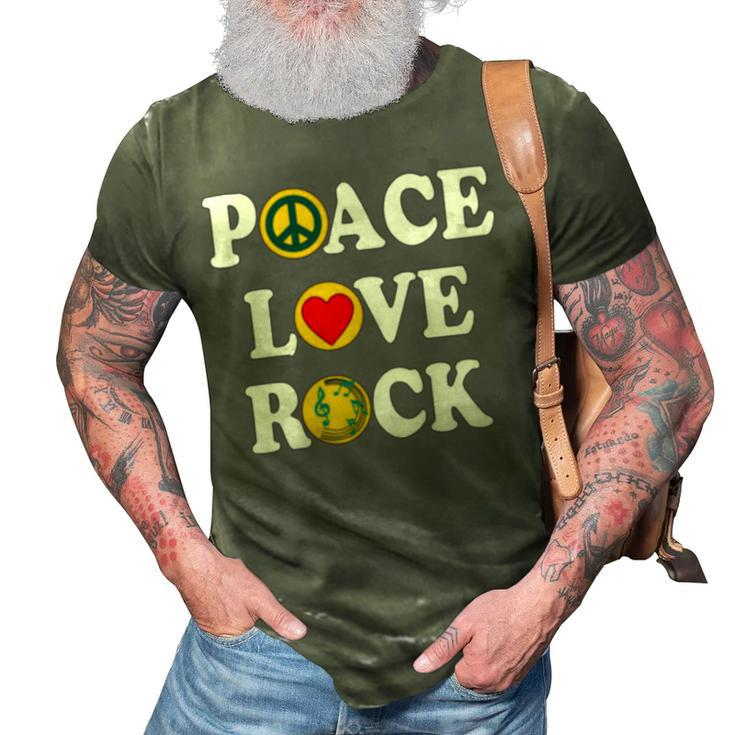 Peace Love Rock V4 3D Print Casual Tshirt