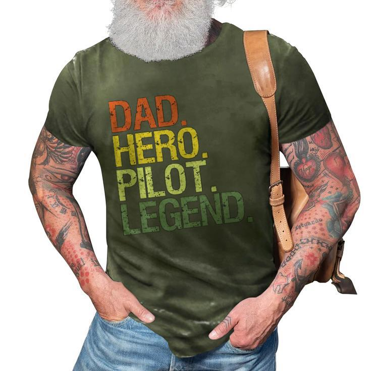 Pilot Dad Hero Pilot Legend 3D Print Casual Tshirt