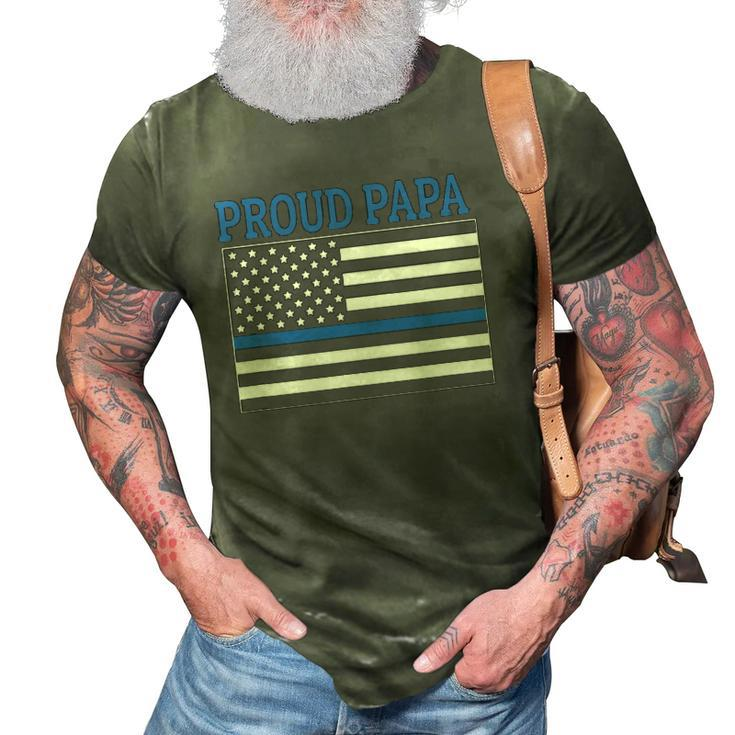 Police Officer Papa - Proud Papa 3D Print Casual Tshirt