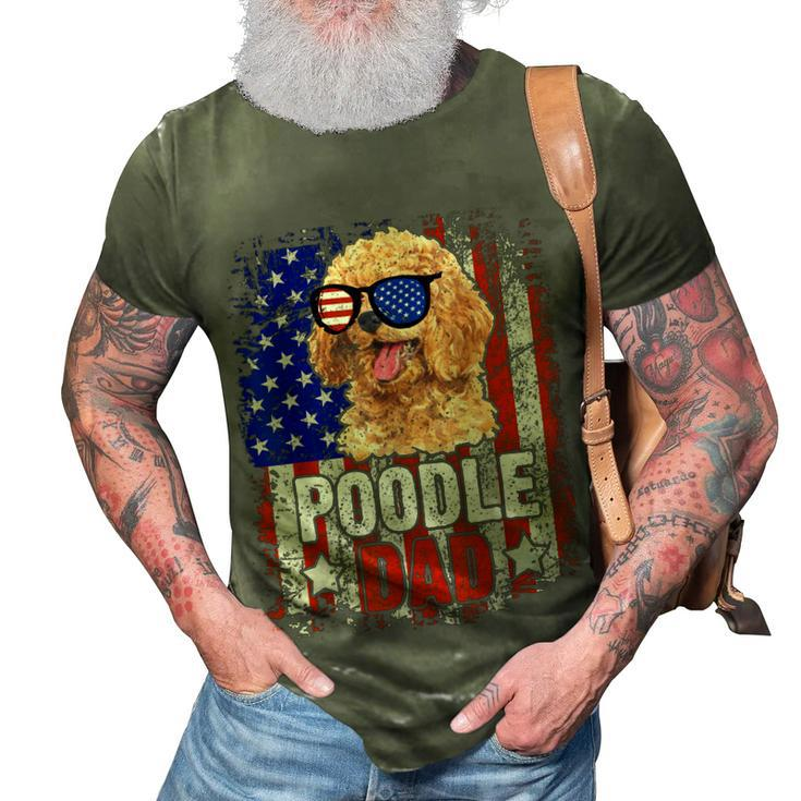 Poodle Dad 4Th Of July American Flag Glasses Dog Men Boy  3D Print Casual Tshirt