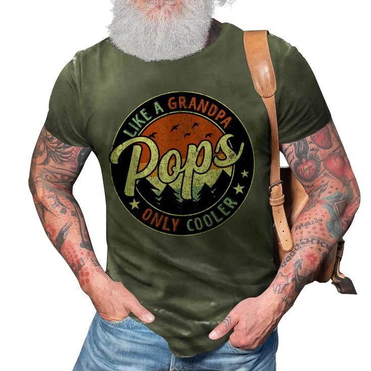 Pops Like A Grandpa Only Cooler Vintage Retro Fathers Day  3D Print Casual Tshirt
