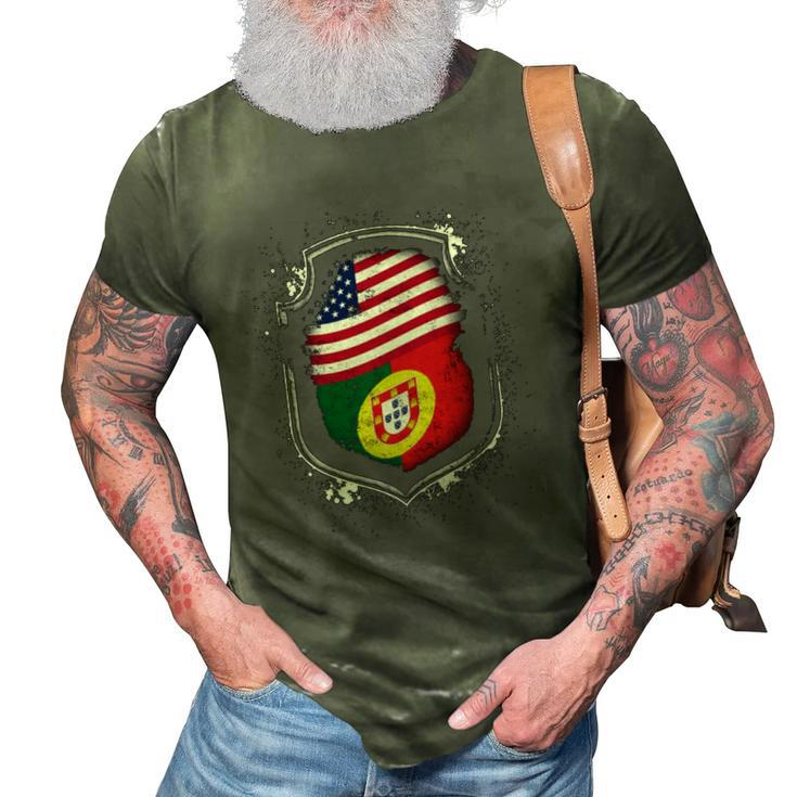 Portuguese American Flags Of Portugal And America  3D Print Casual Tshirt