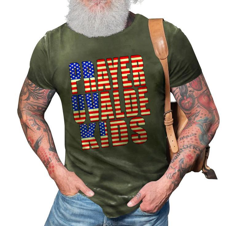Pray For Uvalde Texas Kids Us Flag Text 3D Print Casual Tshirt