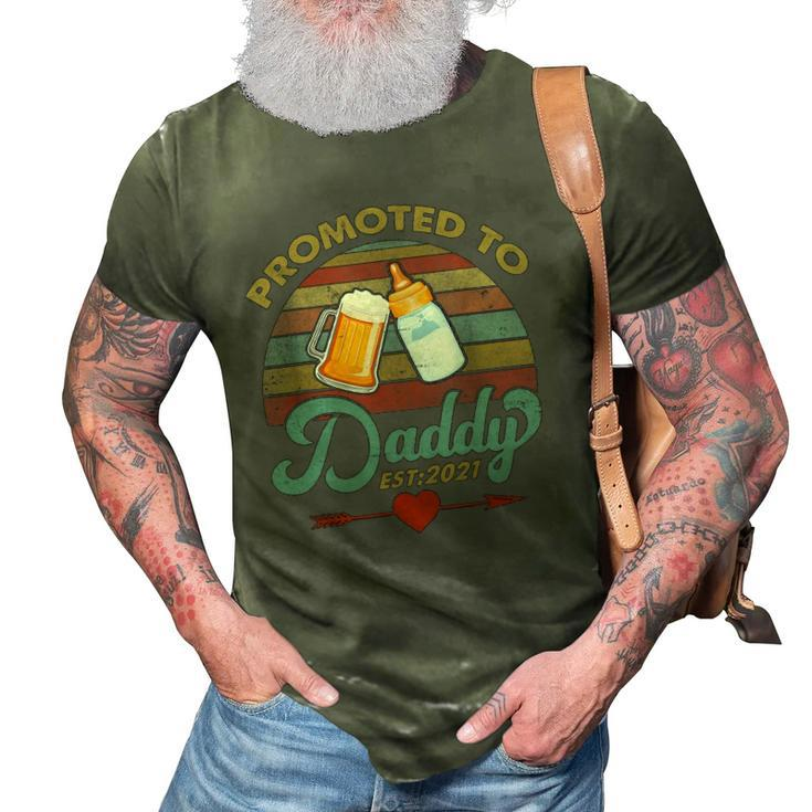 Promoted To Daddy Est 2021 Beer Dad Bottle Baby Shower 3D Print Casual Tshirt