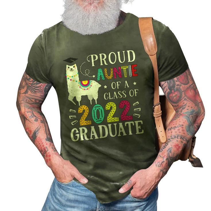 Proud Auntie Of A 2022 Graduate Funny Llama Aunt 3D Print Casual Tshirt