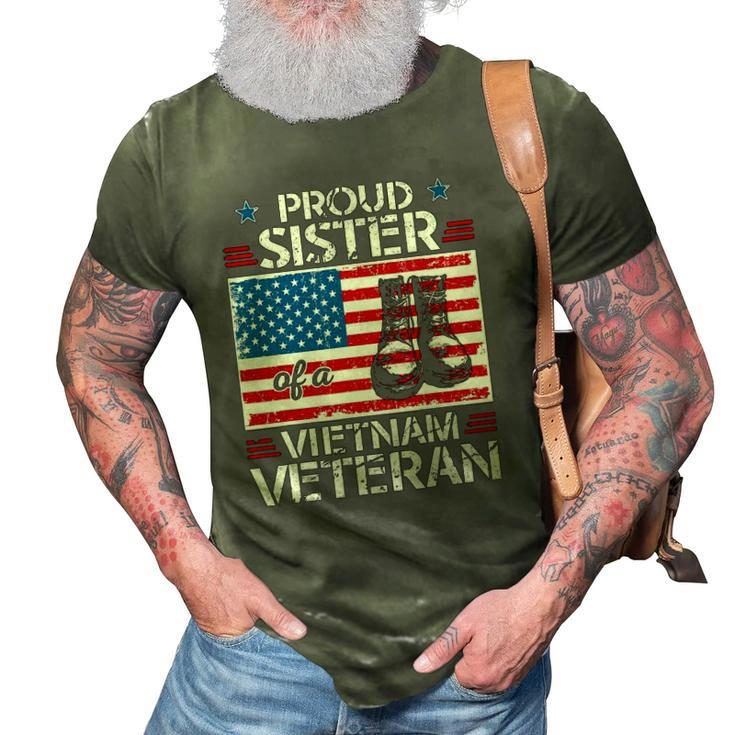 Proud Sister Of Vietnam Veteran Patriotic Usa Flag Military 3D Print Casual Tshirt