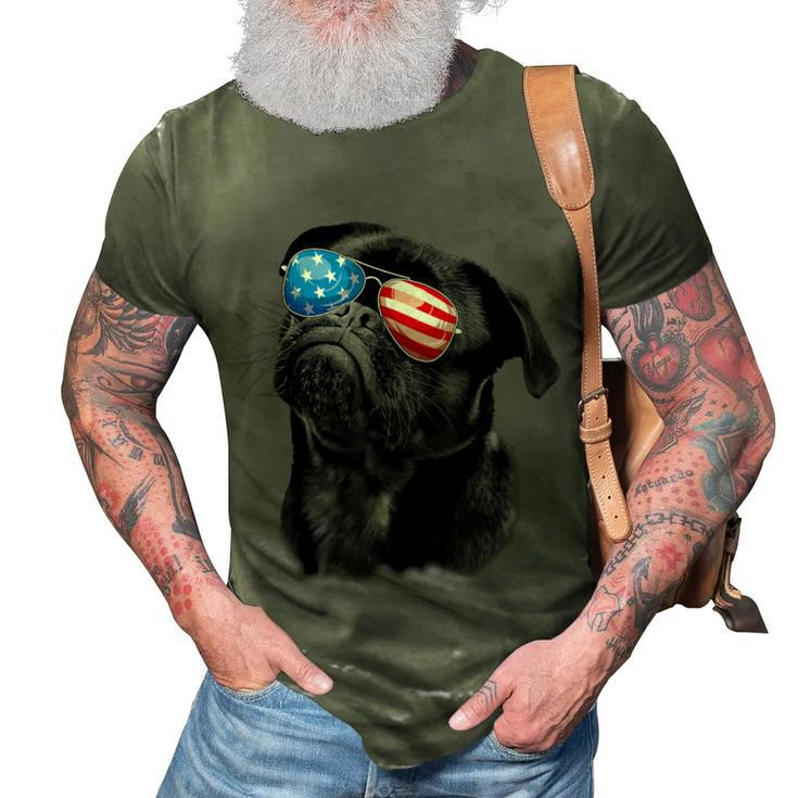 Pug 4Th Of July Dog Mom Dog Dad Usa Flag Funny Black Pug  3D Print Casual Tshirt