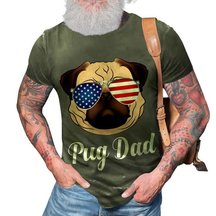 Pug Dad  Patriotic Dog 4Th Fourth Of July  3D Print Casual Tshirt