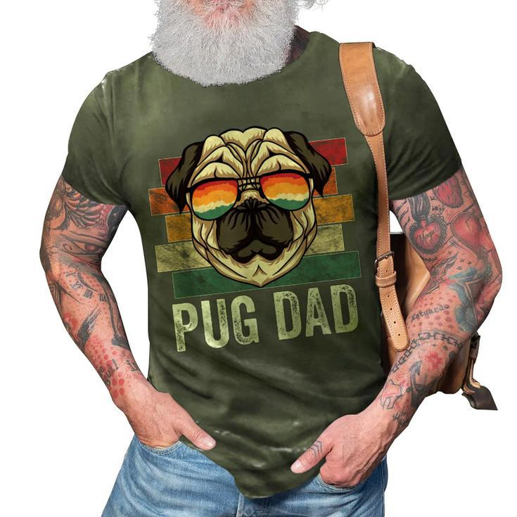 Pug Dog Dad Retro Style Apparel For Men Kids  3D Print Casual Tshirt