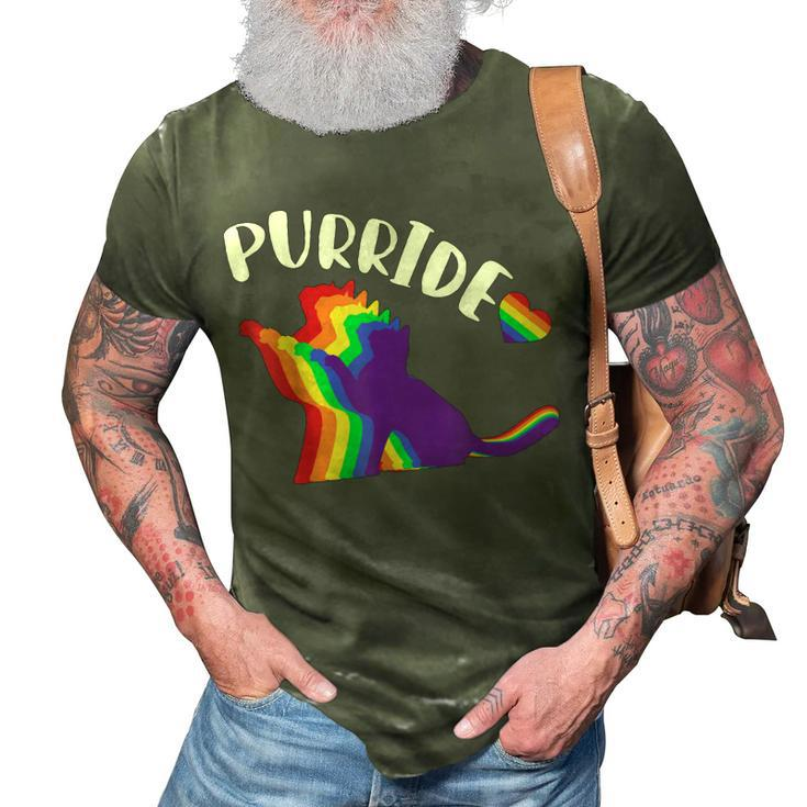 Purride Gay Pride Cat Pride Cat Cat Lgbtq  3D Print Casual Tshirt