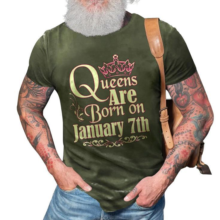 Queens Are Born On January 7Th Capricorn Aquarius Birthday  3D Print Casual Tshirt