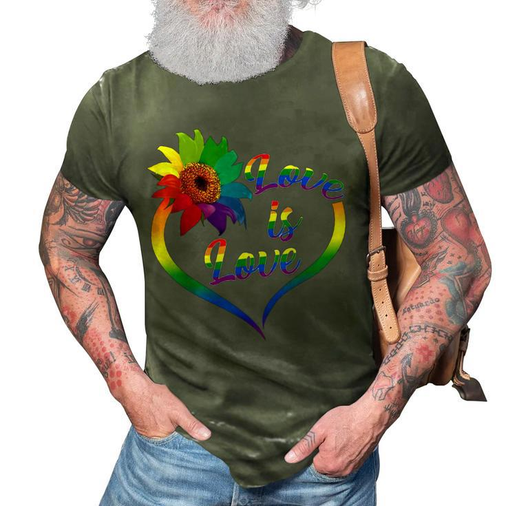 Rainbow Sunflower Love Is Love Lgbt Gay Lesbian Pride  V2 3D Print Casual Tshirt