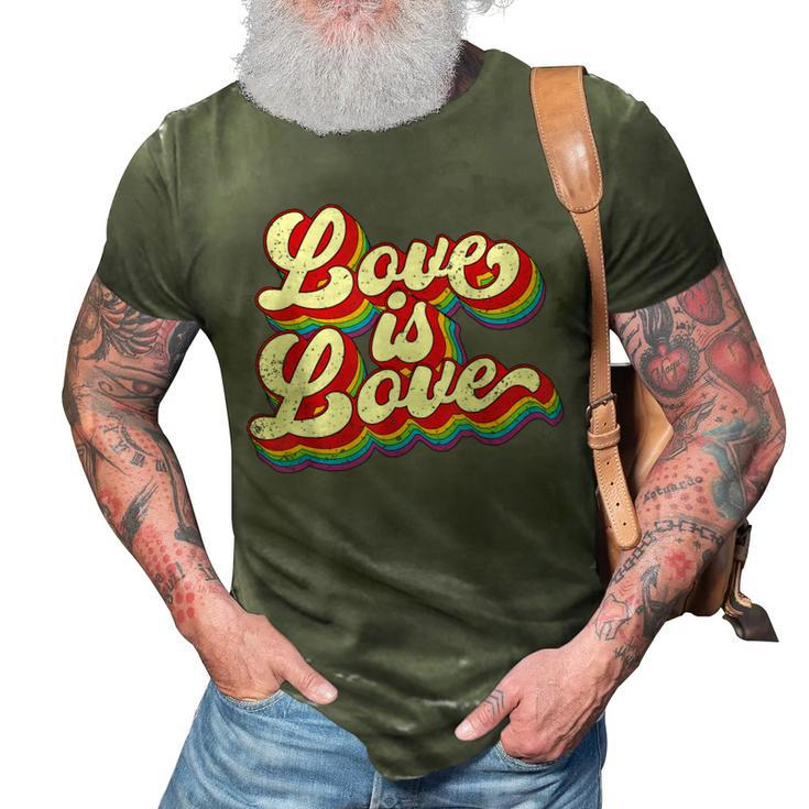 Rainbow Vintage Love Is Love Lgbt Gay Lesbian Pride  3D Print Casual Tshirt