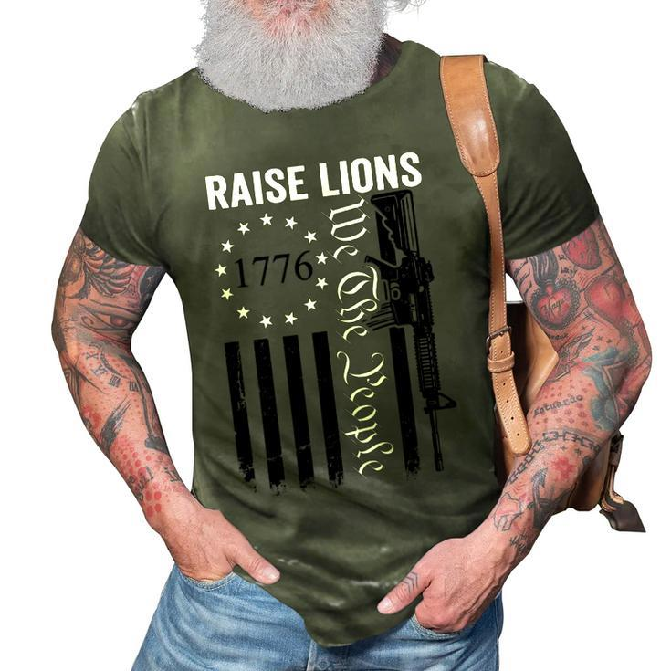 Raise Lions - Usa Patriotic Parenting Pro Guns Ar15 Gun Flag  3D Print Casual Tshirt