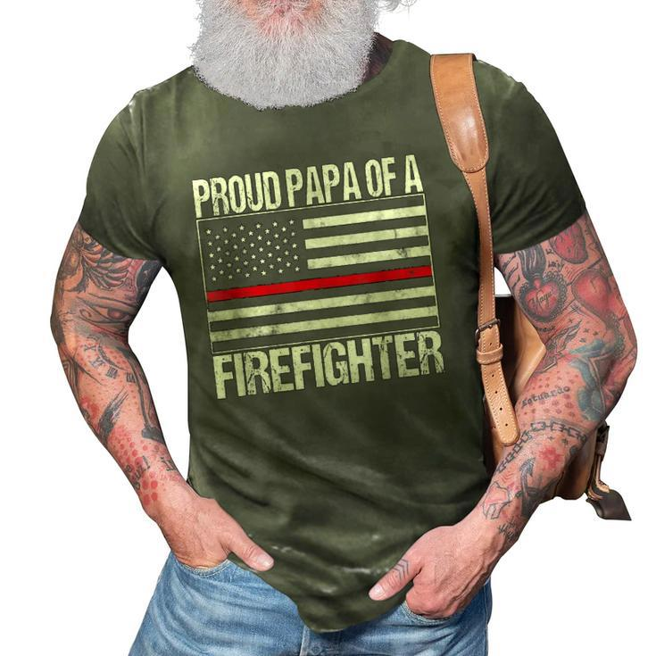 Red Line Flag  Proud Papa Of A Firefighter Fireman 3D Print Casual Tshirt