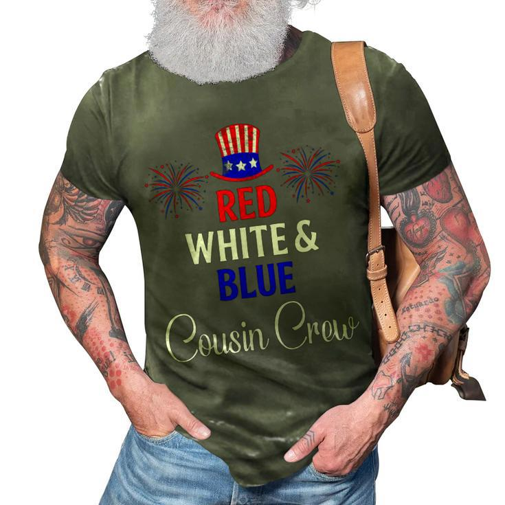 Red White & Blue Cousin Crew 4Th Of July Firework Matching  3D Print Casual Tshirt